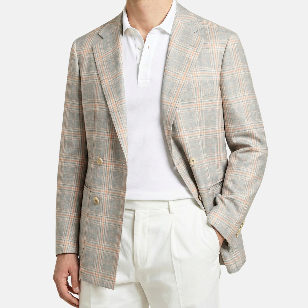 Grau/Orange Kaschmir-Blazer (EU 56)