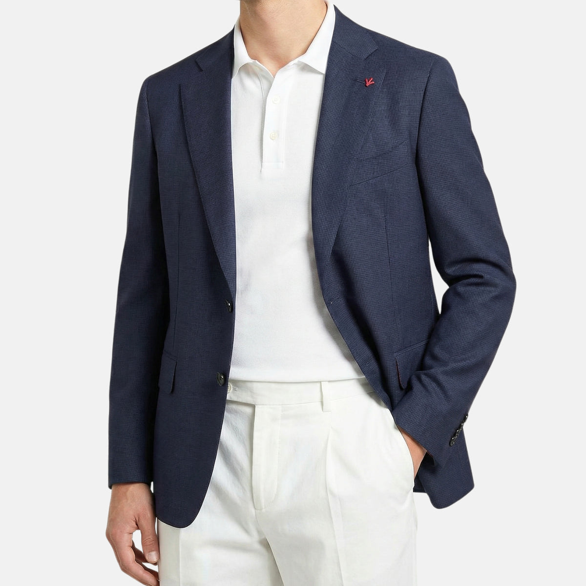 Marineblauer Blazer aus Wolle (120er) (EU 52)