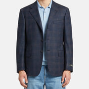 Blue/Grey Checked Wool/Cashmere Blazer (EU 52)