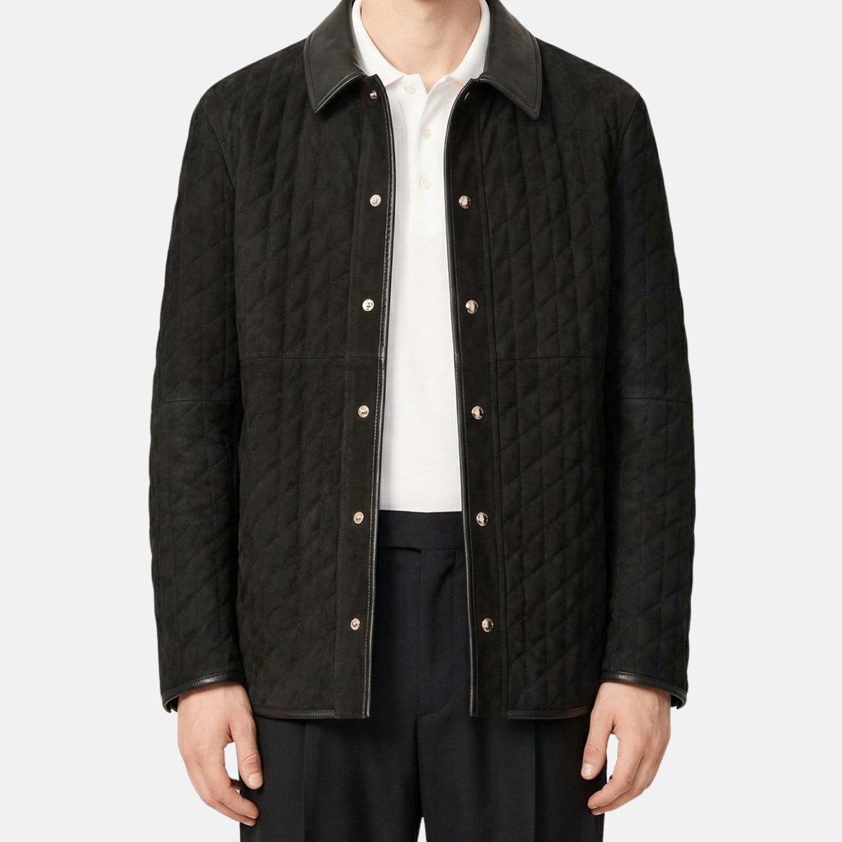Black Suede Quilted Jacket (EU 52)