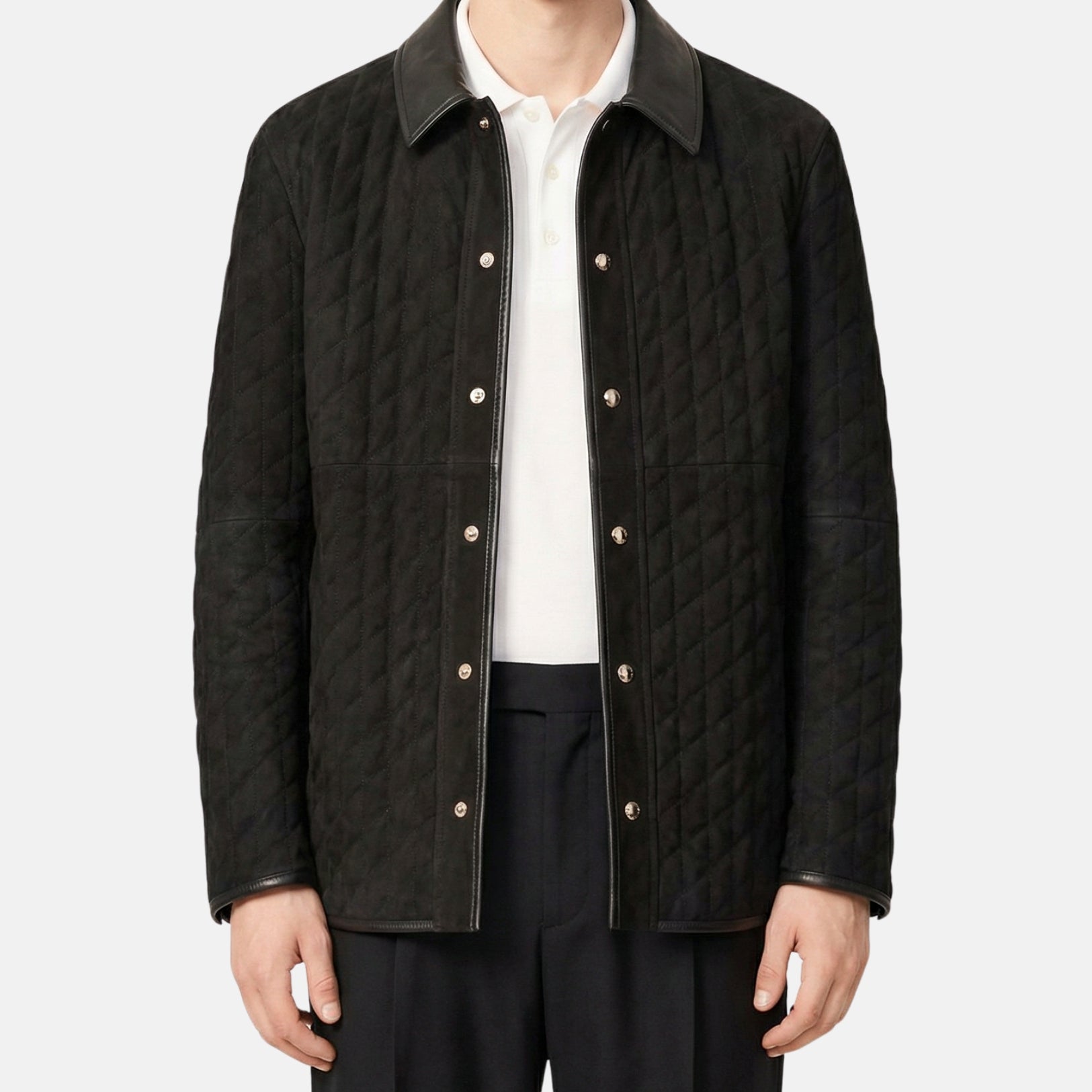 Black Suede Quilted Jacket (EU 52)