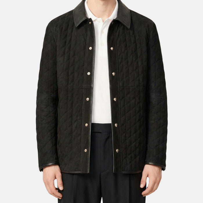 Black Suede Quilted Jacket (EU 52)