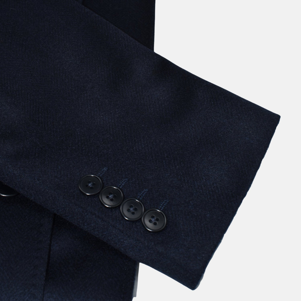 Dark Navy Herringbone Cashmere Coat