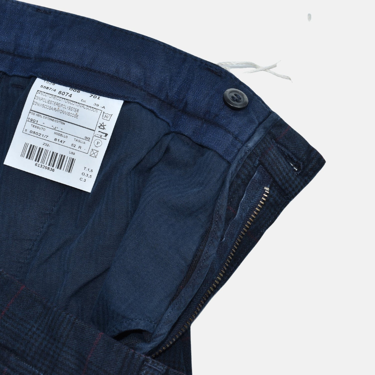 Navy Glen Check Cotton-Blend Pants