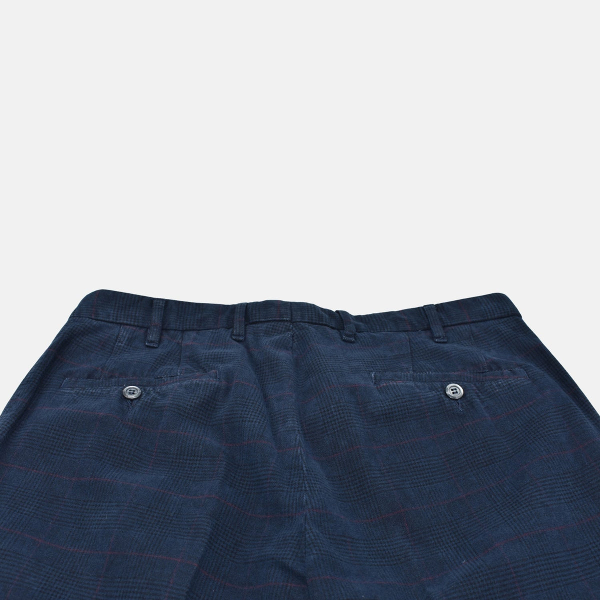 Navy Glen Check Cotton-Blend Pants