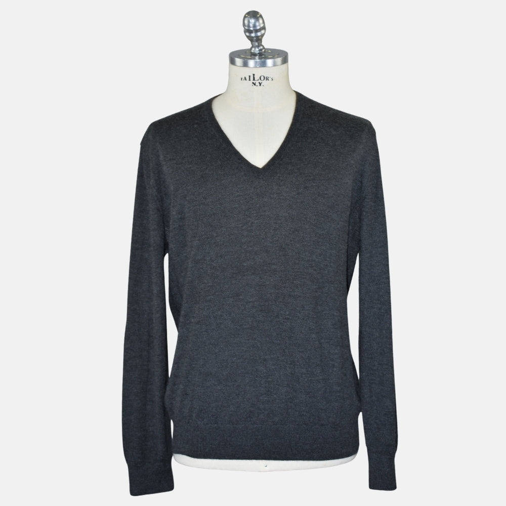 Grey Cashseta V-Neck Sweater (EU 52)