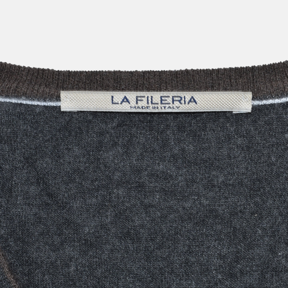 Grey Cashseta V-Neck Sweater (EU 52)