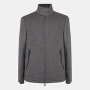 Loro Piana Grey Cashmere Jersey Bomber – pre-owned luxury menswear at Sanpetuna