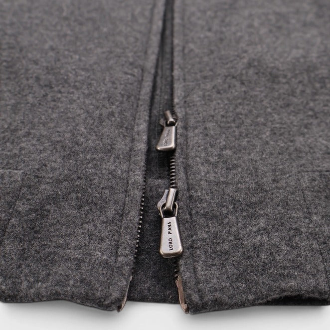 Loro Piana Grey Cashmere Jersey Bomber – pre-owned luxury menswear at Sanpetuna