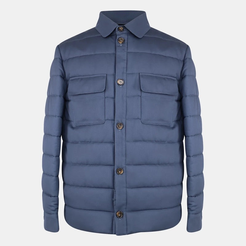 Loro Piana Navy Silk Quilted Overshirt – pre-owned luxury menswear at Sanpetuna