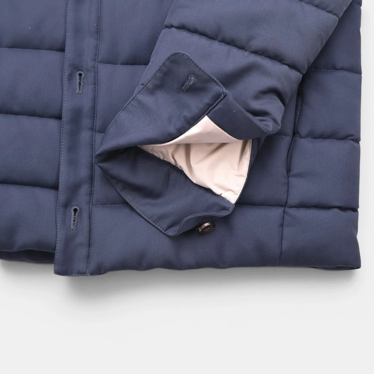 Loro Piana Navy Silk Quilted Overshirt – pre-owned luxury menswear at Sanpetuna