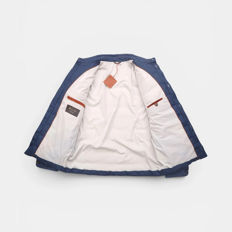 Loro Piana Navy Silk Quilted Overshirt – pre-owned luxury menswear at Sanpetuna