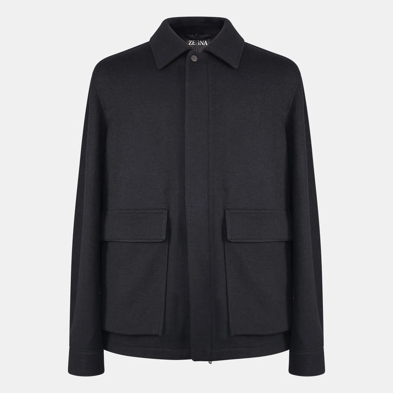 Loro Piana Black Cashmere Wool Chore Jacket – pre-owned luxury menswear at Sanpetuna