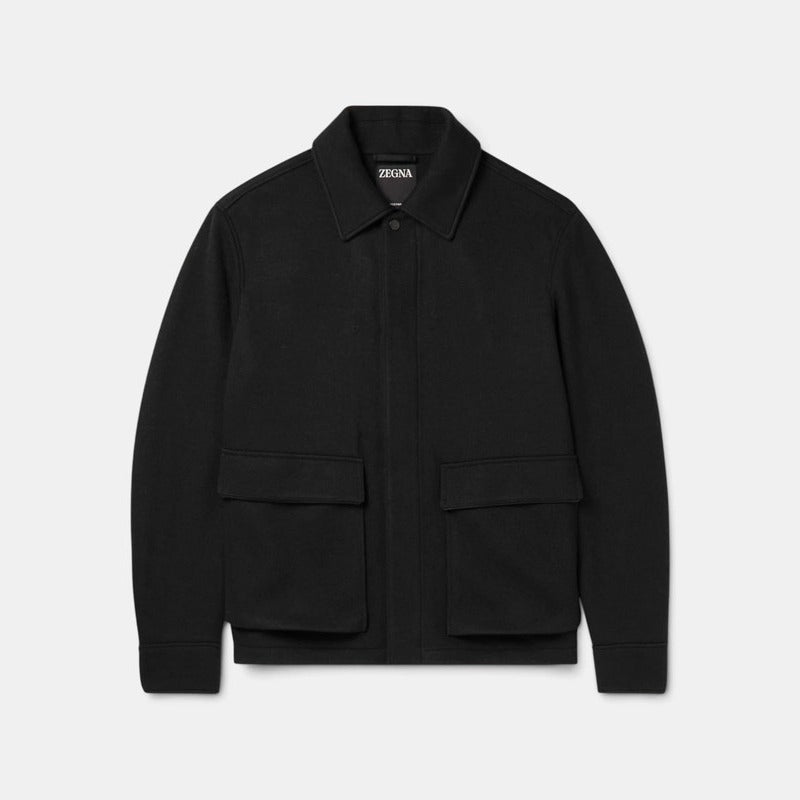Loro Piana Black Cashmere Wool Chore Jacket – pre-owned luxury menswear at Sanpetuna