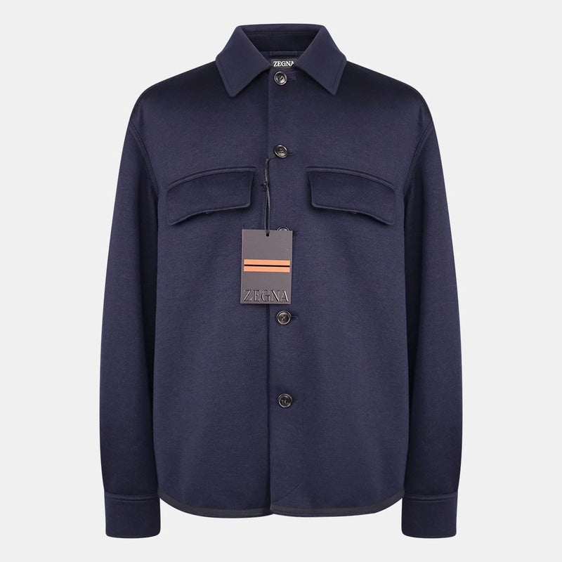 Loro Piana Navy Linen Jersey Harrington Jacket – pre-owned luxury menswear at Sanpetuna