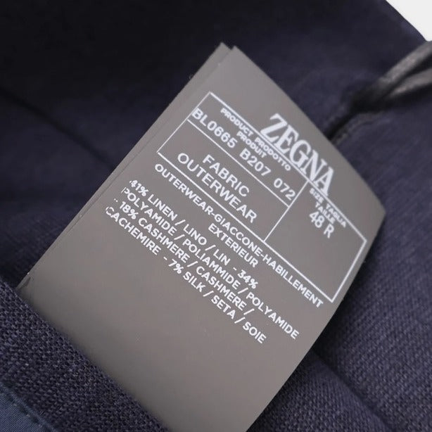 Loro Piana Navy Linen Jersey Harrington Jacket – pre-owned luxury menswear at Sanpetuna