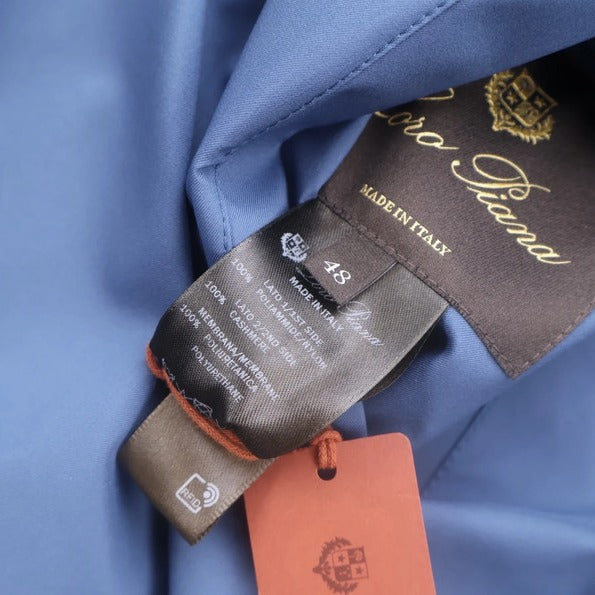 Loro Piana Blue Windmate Cashmere Bomber – pre-owned luxury menswear at Sanpetuna