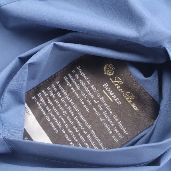 Loro Piana Blue Windmate Cashmere Bomber – pre-owned luxury menswear at Sanpetuna