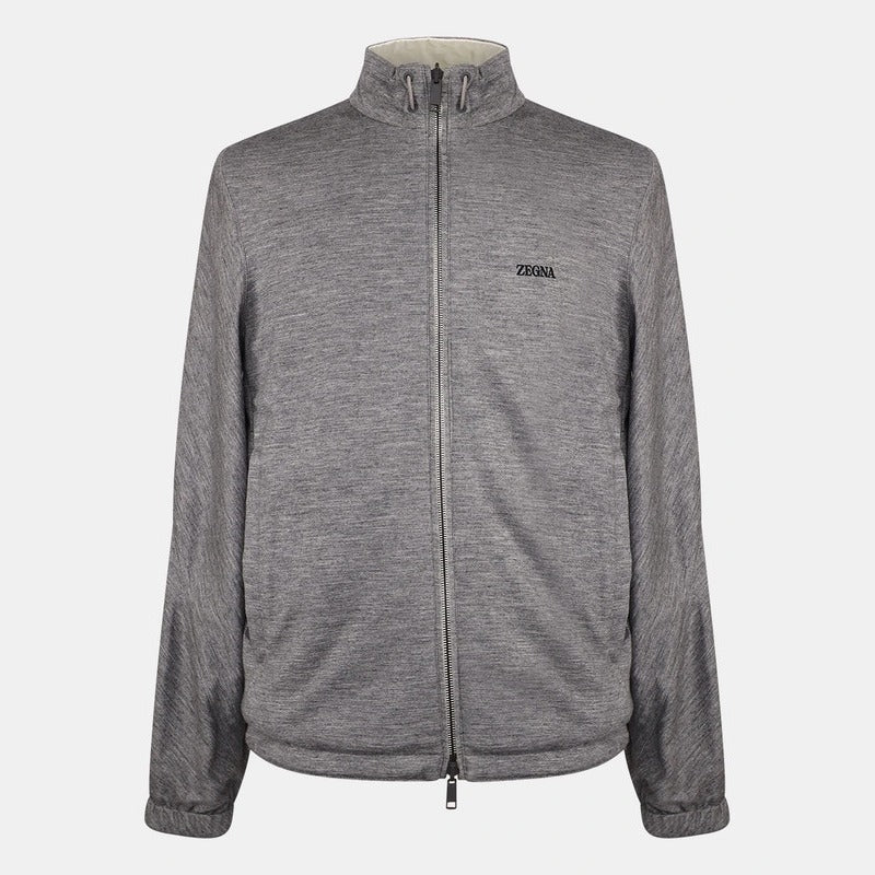 Loro Piana White/Grey Brezza Cashmere Reversible Blouson – pre-owned luxury menswear at Sanpetuna