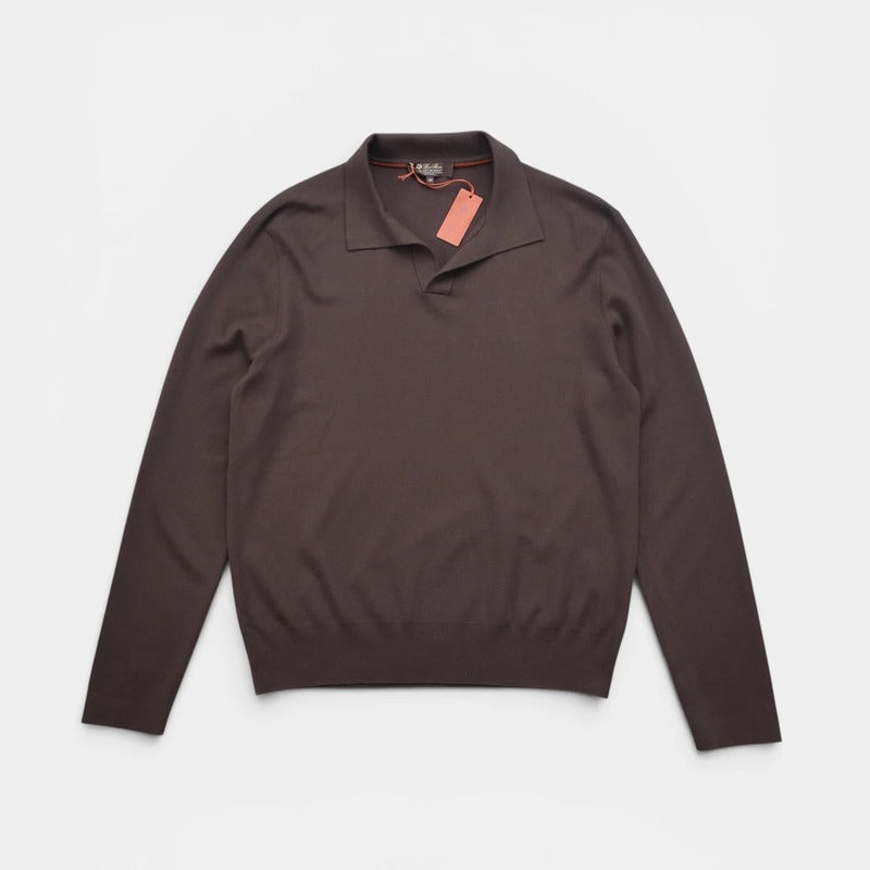 Loro Piana Brown Empire Gift of Kings Wool Polo – pre-owned luxury menswear at Sanpetuna
