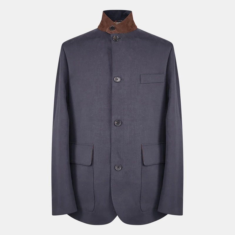 Loro Piana Navy Roadster Floral Linen Jacket – pre-owned luxury menswear at Sanpetuna