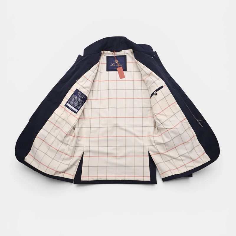 Loro Piana Navy Roadster Floral Linen Jacket – pre-owned luxury menswear at Sanpetuna