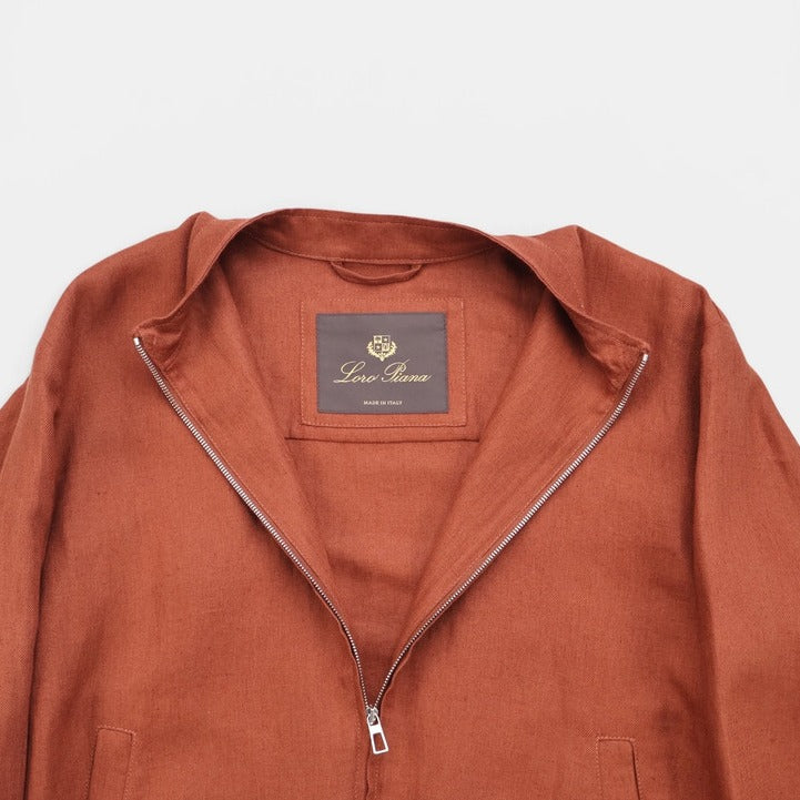 Loro Piana Brown Ohiraki Linen Blouson – pre-owned luxury menswear at Sanpetuna