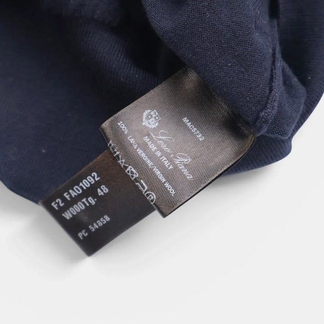 Loro Piana Navy Gift of Kings Wool Long-Sleeve Polo – pre-owned luxury menswear at Sanpetuna