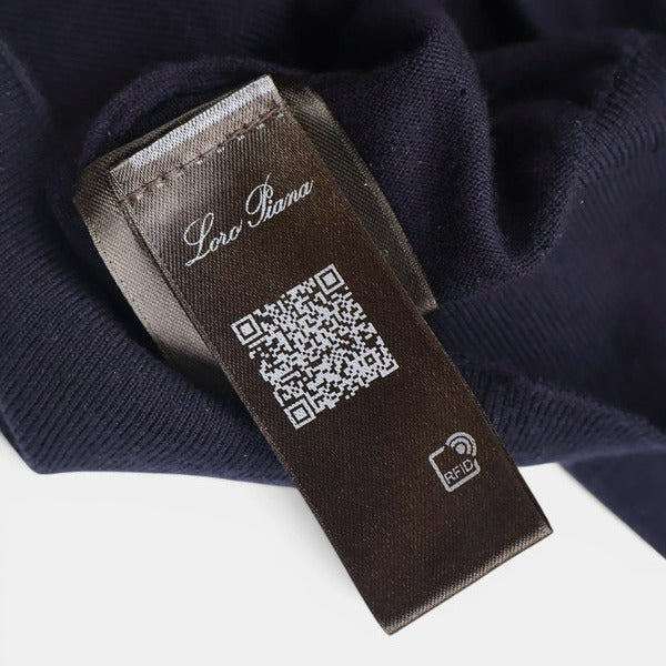Loro Piana Navy Gift of Kings Wool Long-Sleeve Polo – pre-owned luxury menswear at Sanpetuna