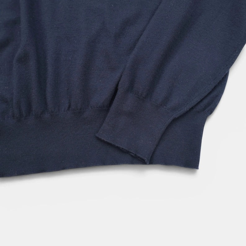 Loro Piana Navy Gift of Kings Wool Long-Sleeve Polo – pre-owned luxury menswear at Sanpetuna