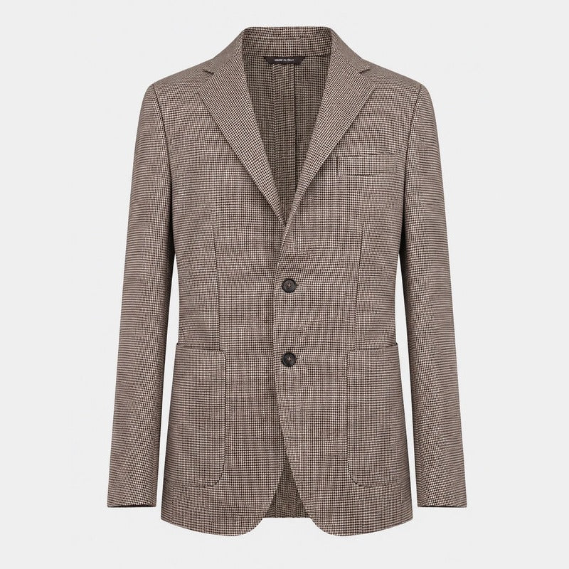 Loro Piana Beige/Brown Houndstooth Cashmere Jacket – pre-owned luxury menswear at Sanpetuna