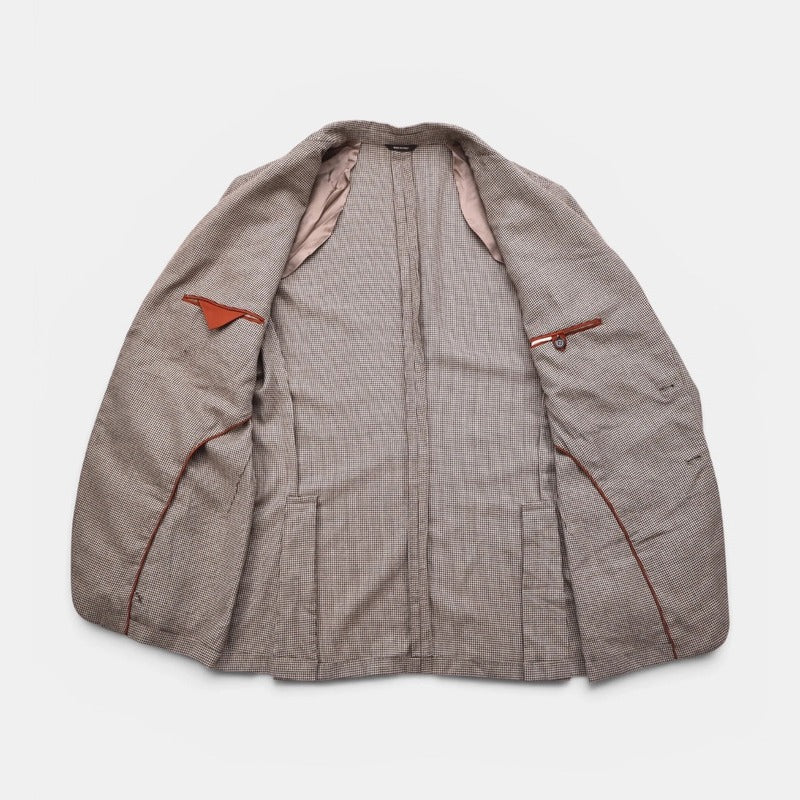 Loro Piana Beige/Brown Houndstooth Cashmere Jacket – pre-owned luxury menswear at Sanpetuna