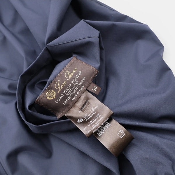 Loro Piana Navy Windmate Cashmere Bomber – pre-owned luxury menswear at Sanpetuna