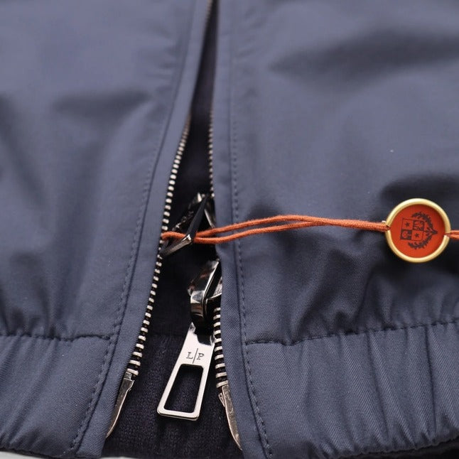 Loro Piana Navy Windmate Cashmere Bomber – pre-owned luxury menswear at Sanpetuna