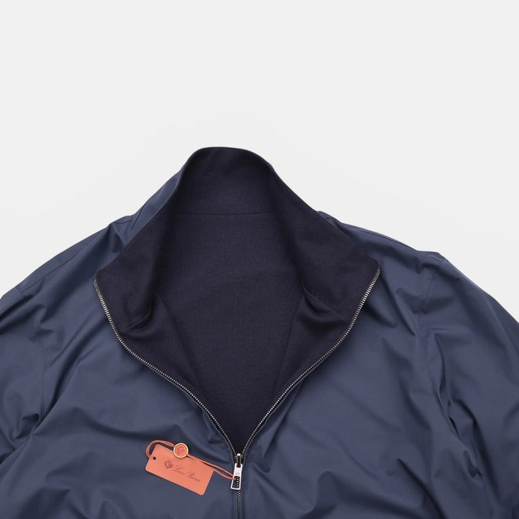Loro Piana Navy Windmate Cashmere Bomber – pre-owned luxury menswear at Sanpetuna