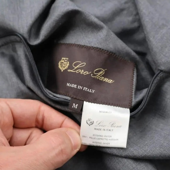 Loro Piana Black/Grey Kidskin Leather Reversible Bomber – pre-owned luxury menswear at Sanpetuna
