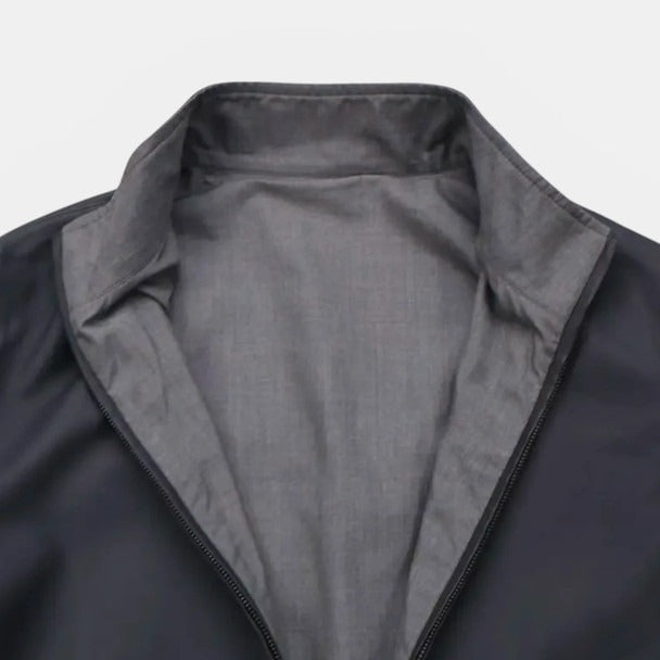 Loro Piana Black/Grey Kidskin Leather Reversible Bomber – pre-owned luxury menswear at Sanpetuna