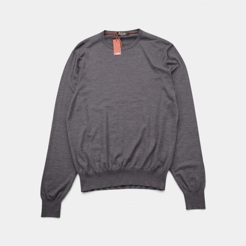 Loro Piana Grey Iconic Gift of Kings Wool Crewneck – pre-owned luxury menswear at Sanpetuna