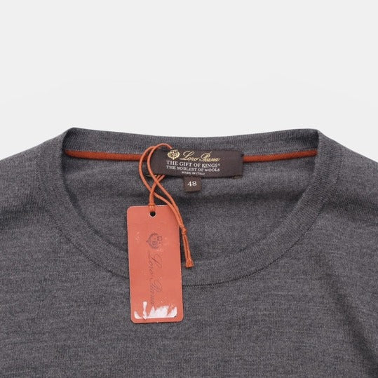 Loro Piana Grey Iconic Gift of Kings Wool Crewneck – pre-owned luxury menswear at Sanpetuna