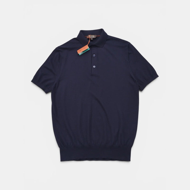 Loro Piana Navy Iconic Gift of Kings Wool Polo – pre-owned luxury menswear at Sanpetuna