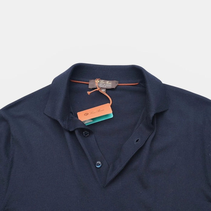 Loro Piana Navy Iconic Gift of Kings Wool Polo – pre-owned luxury menswear at Sanpetuna