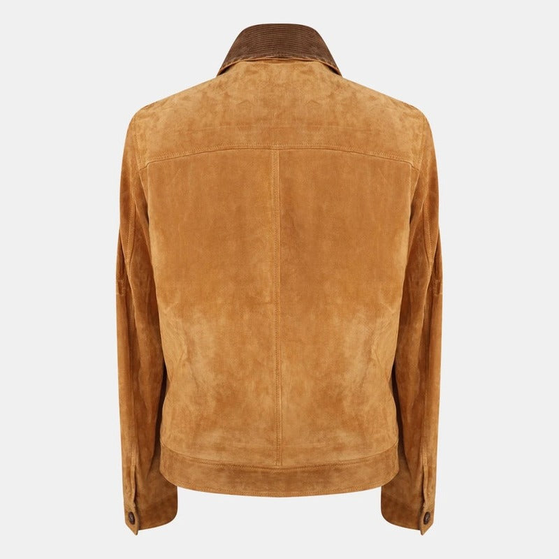 Loro Piana Camel Suede Calfskin Trucker Jacket – pre-owned luxury menswear at Sanpetuna
