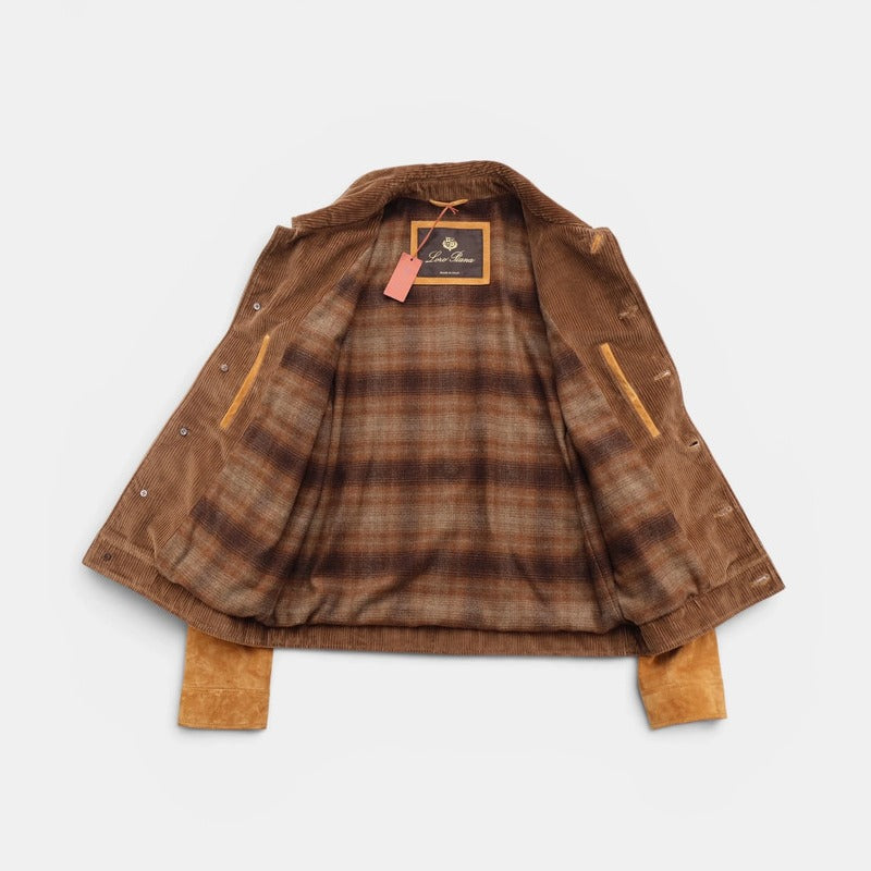 Loro Piana Camel Suede Calfskin Trucker Jacket – pre-owned luxury menswear at Sanpetuna