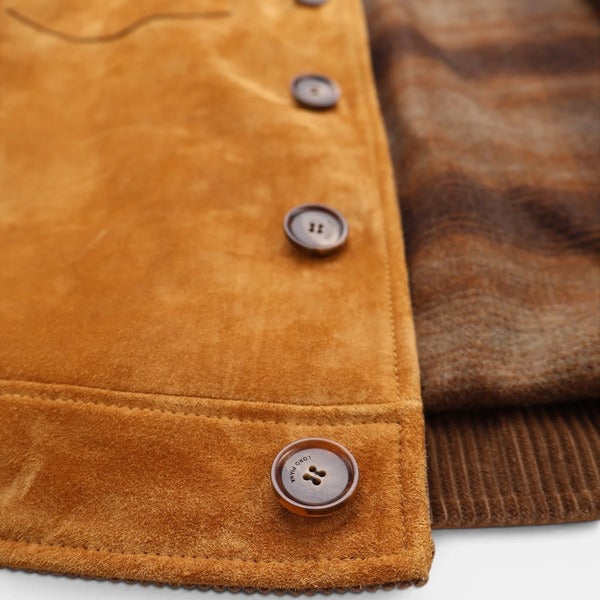 Loro Piana Camel Suede Calfskin Trucker Jacket – pre-owned luxury menswear at Sanpetuna