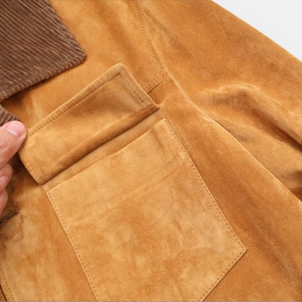 Loro Piana Camel Suede Calfskin Trucker Jacket – pre-owned luxury menswear at Sanpetuna