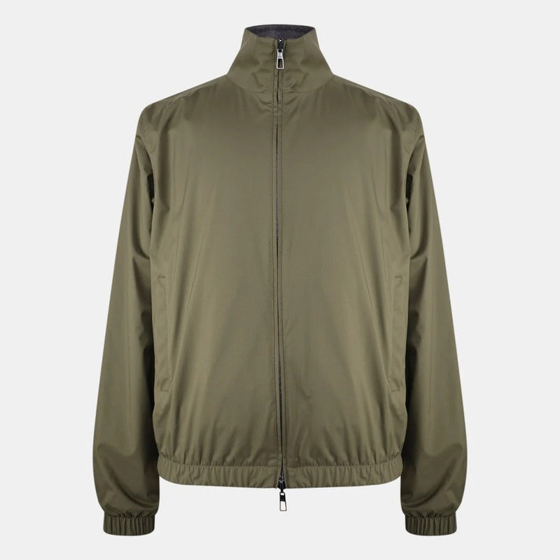 Loro Piana Green/Grey Windmate Cashmere Reversible Bomber – pre-owned luxury menswear at Sanpetuna