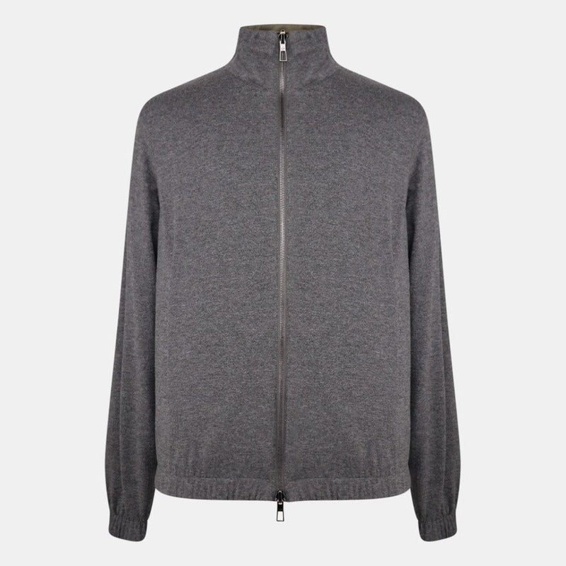 Loro Piana Green/Grey Windmate Cashmere Reversible Bomber – pre-owned luxury menswear at Sanpetuna