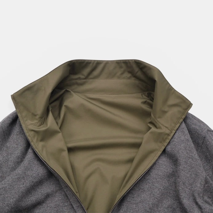 Loro Piana Green/Grey Windmate Cashmere Reversible Bomber – pre-owned luxury menswear at Sanpetuna