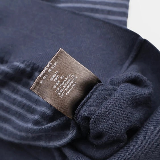 Loro Piana Navy Gift of Kings Wool Sweater – pre-owned luxury menswear at Sanpetuna