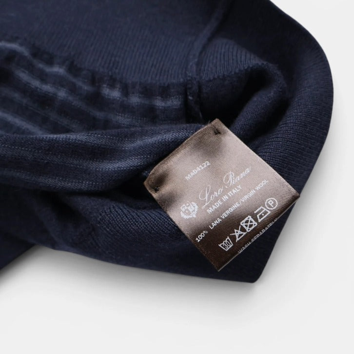 Loro Piana Navy Gift of Kings Wool Sweater – pre-owned luxury menswear at Sanpetuna